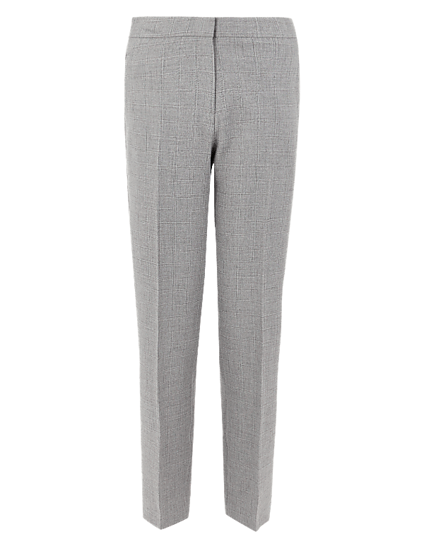 Checked Straight Leg Ankle Grazer Trousers