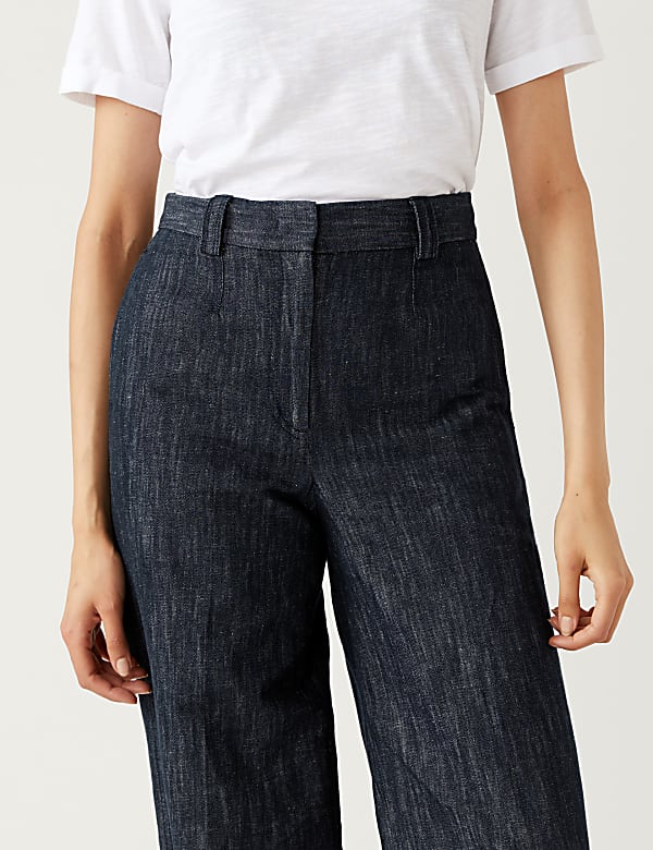 Cotton Rich Wide Leg Trousers