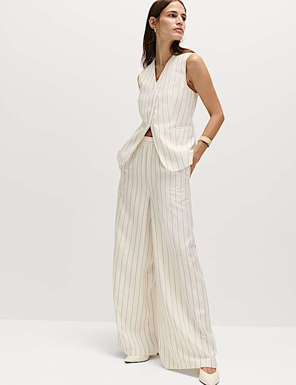 Pinstripe Wide Leg Trousers