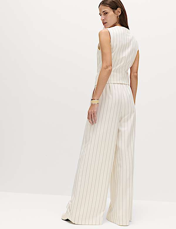Pinstripe Wide Leg Trousers - NZ