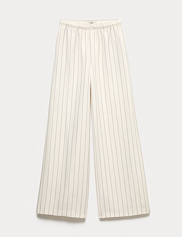 Pinstripe Wide Leg Trousers - NZ