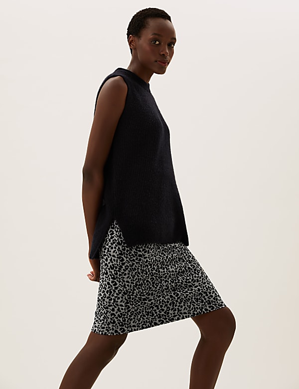 Jersey Animal Jacquard Knee Length Skirt
