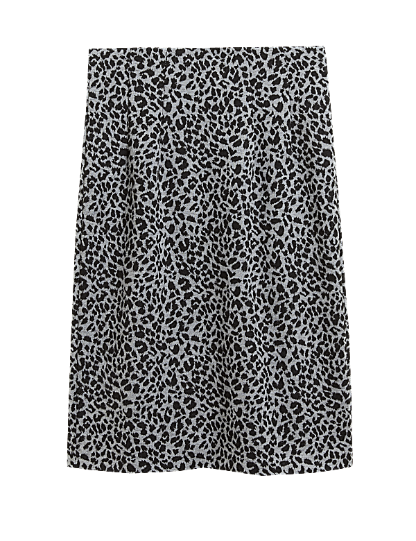 Jersey Animal Jacquard Knee Length Skirt