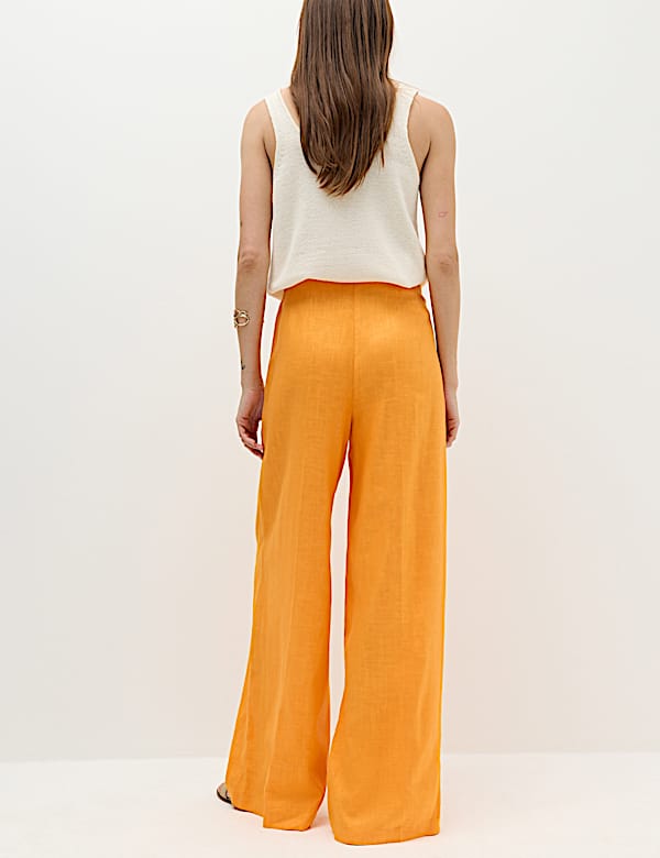 Linen Rich Tailored Wide Leg Trousers