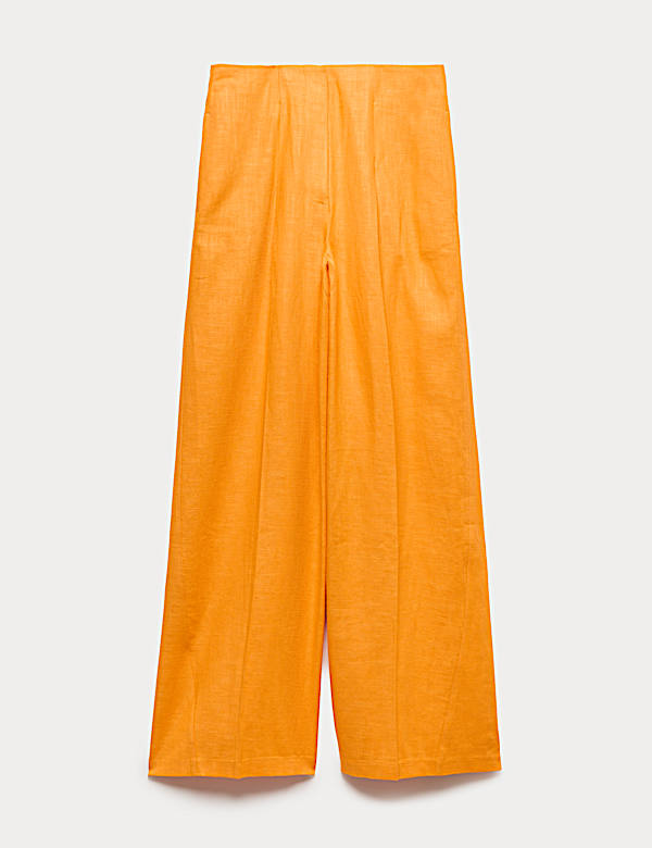 Linen Rich Tailored Wide Leg Trousers - CA