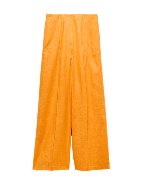 Linen Rich Tailored Wide Leg Trousers