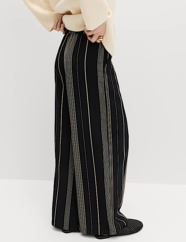 Pantalon en serg&eacute; de satin &agrave; rayures - CH