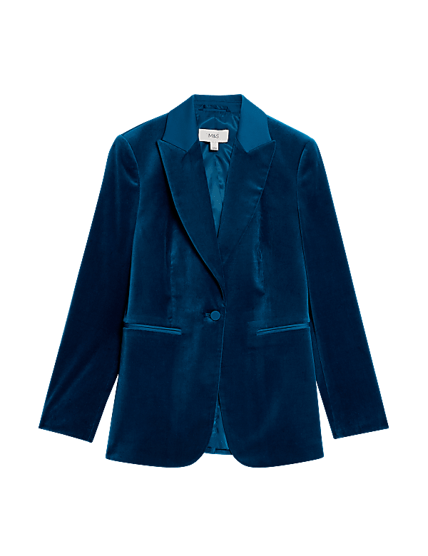Velvet Tailored Single Breasted Blazer