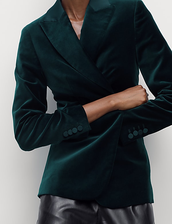 Velvet Tailored Single Breasted Blazer