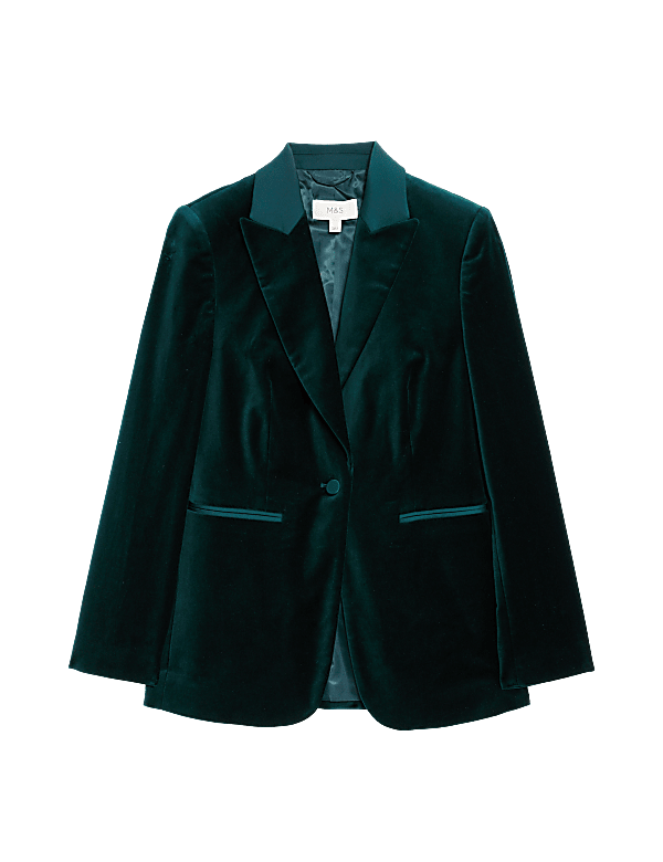 Velvet Tailored Single Breasted Blazer