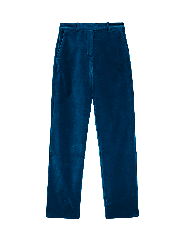Cotton Rich Velvet Straight Leg Trousers