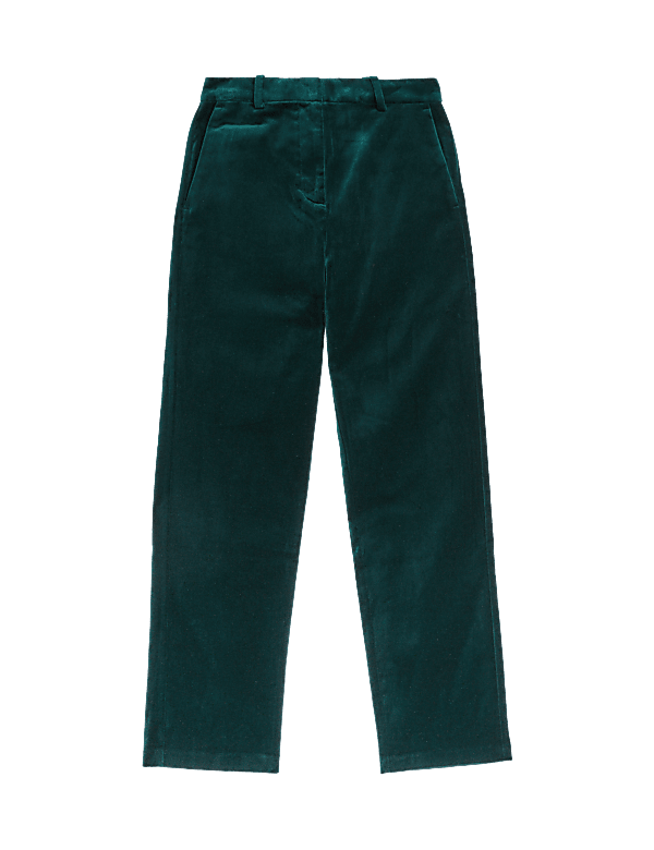 Cotton Rich Velvet Straight Leg Trousers