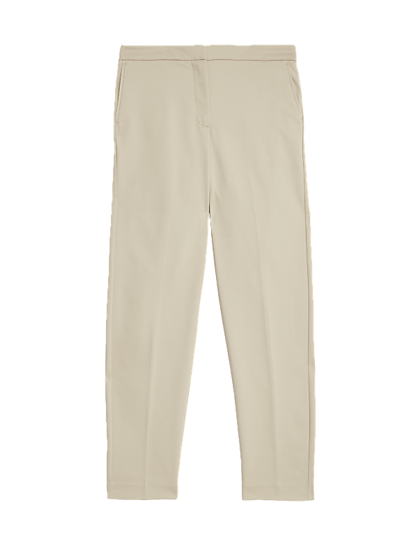 Cotton Blend Slim Fit Ankle Grazer Trousers