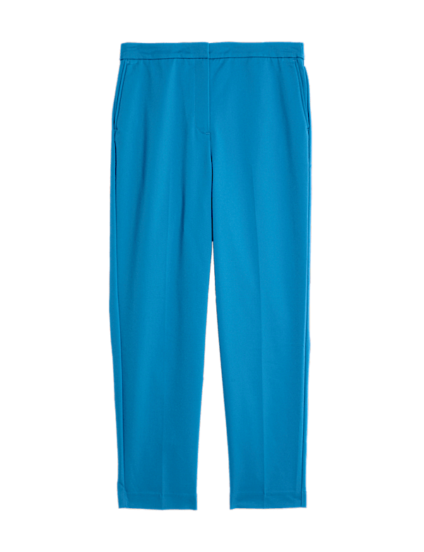 Cotton Blend Slim Fit Ankle Grazer Trousers