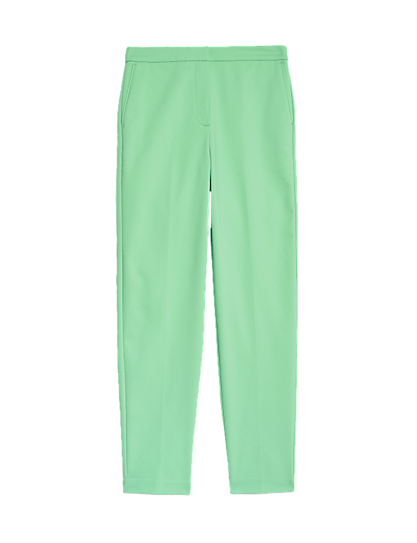 Cotton Blend Slim Fit Ankle Grazer Trousers