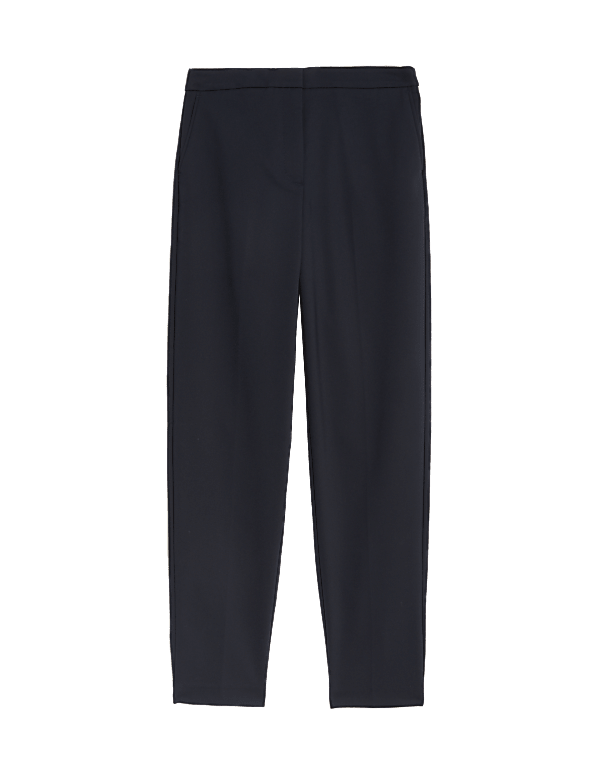 Cotton Blend Slim Fit Ankle Grazer Trousers