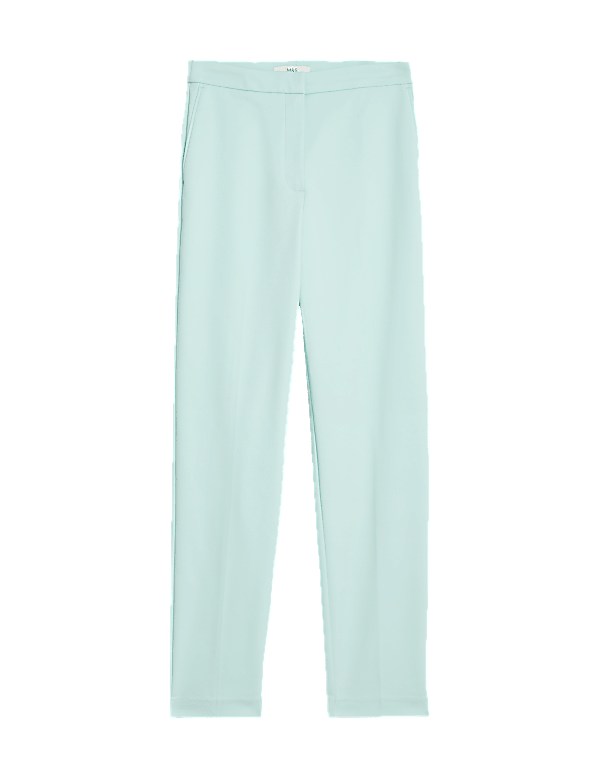 Cotton Blend Slim Fit Ankle Grazer Trousers