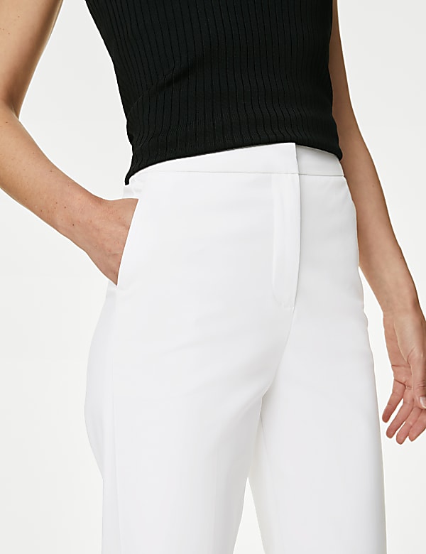 Cotton Blend Slim Fit Ankle Grazer Trousers