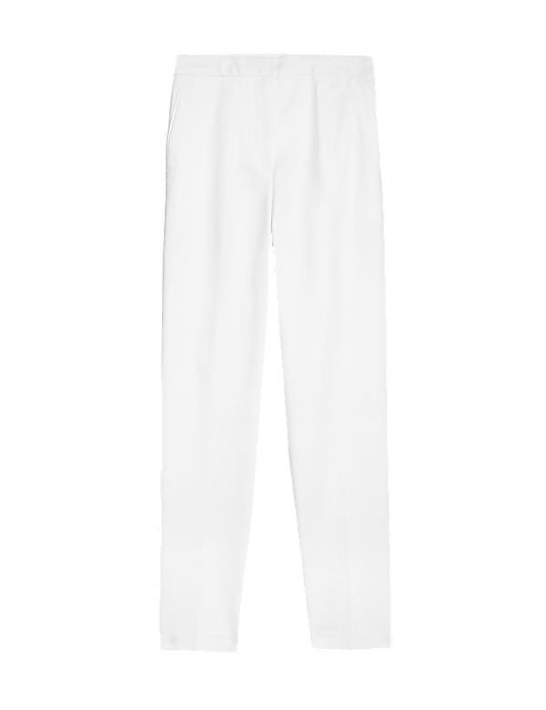 Cotton Blend Slim Fit Ankle Grazer Trousers