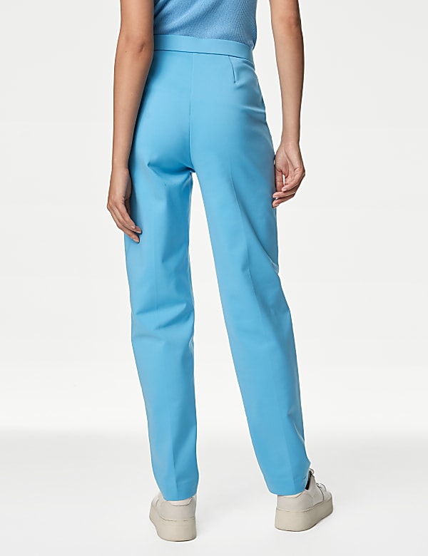 Cotton Blend Slim Fit Ankle Grazer Trousers