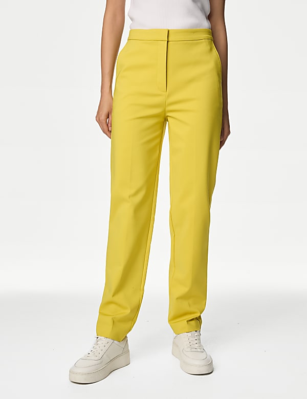 Cotton Blend Slim Fit Ankle Grazer Trousers