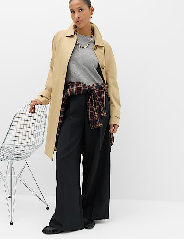 Single Pleat Wide Leg Trousers