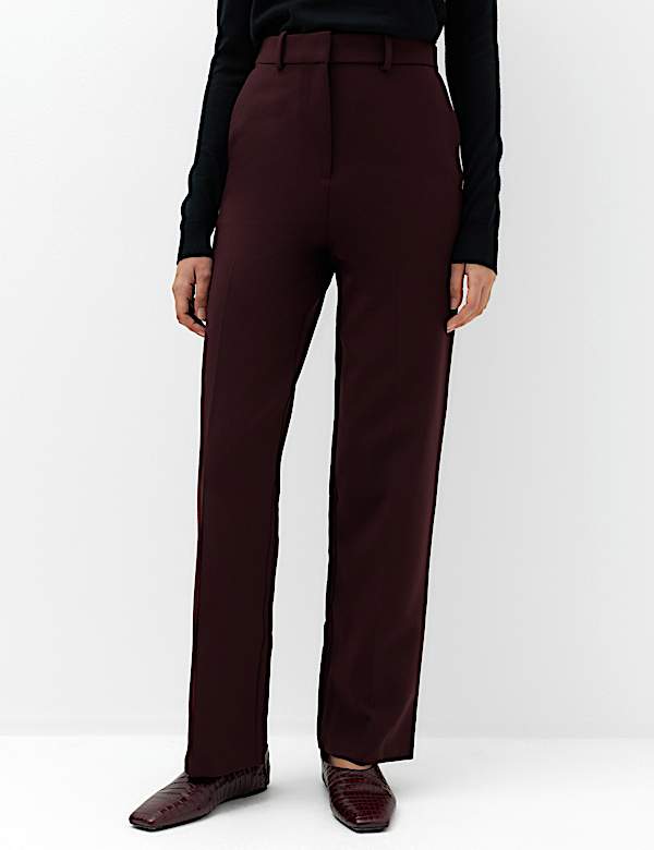 Woven Straight Leg Trousers with Stretch