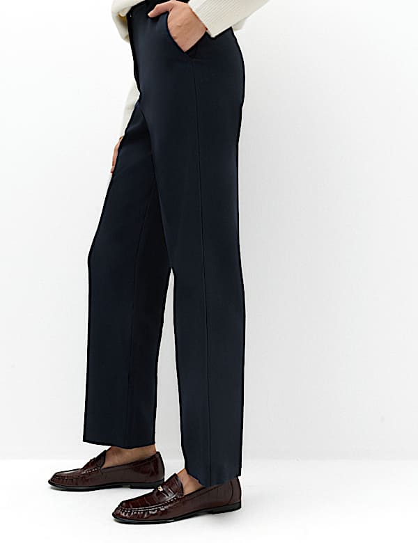 Woven Straight Leg Trousers with Stretch - DK