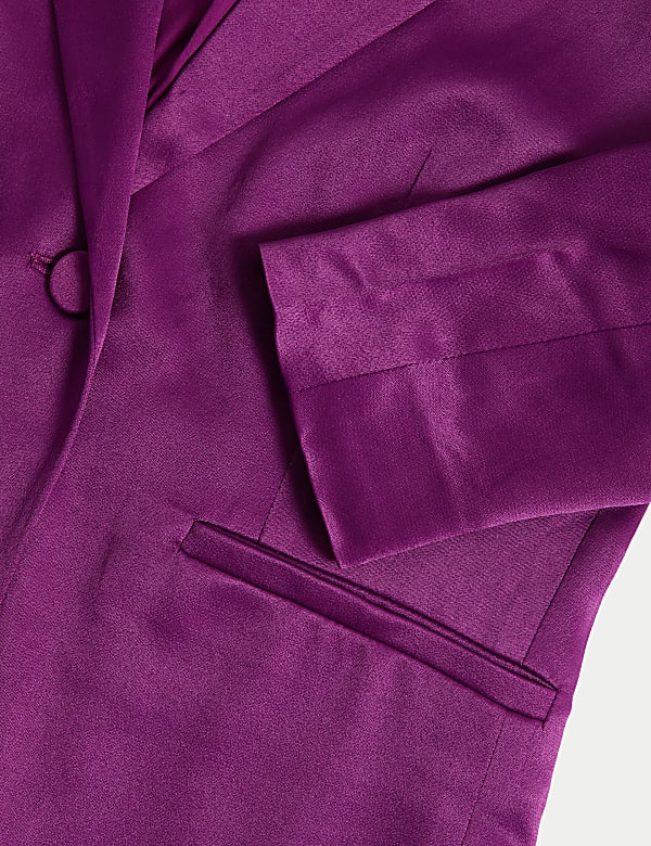 Satin Look Relaxed Single Breasted Blazer