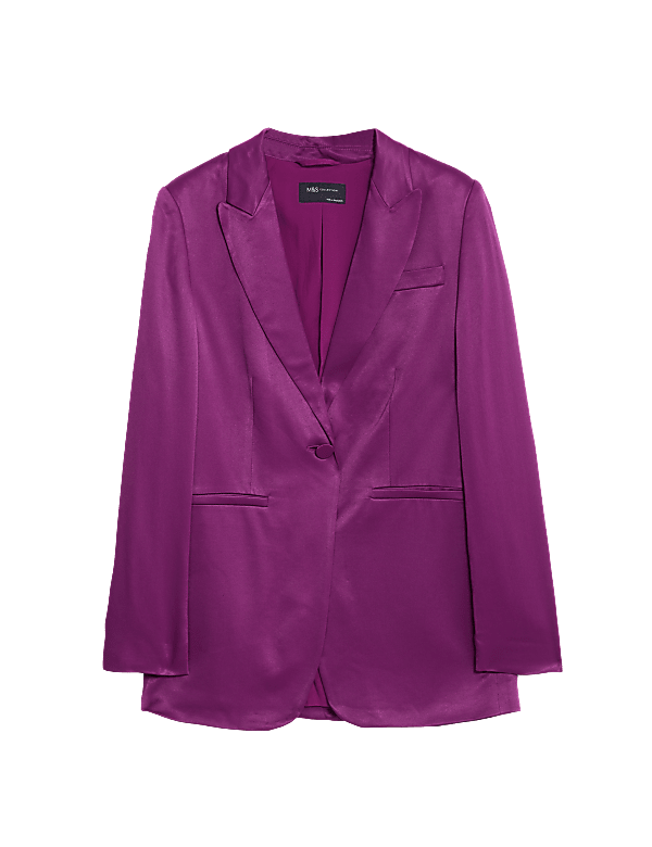 Satin Look Relaxed Single Breasted Blazer