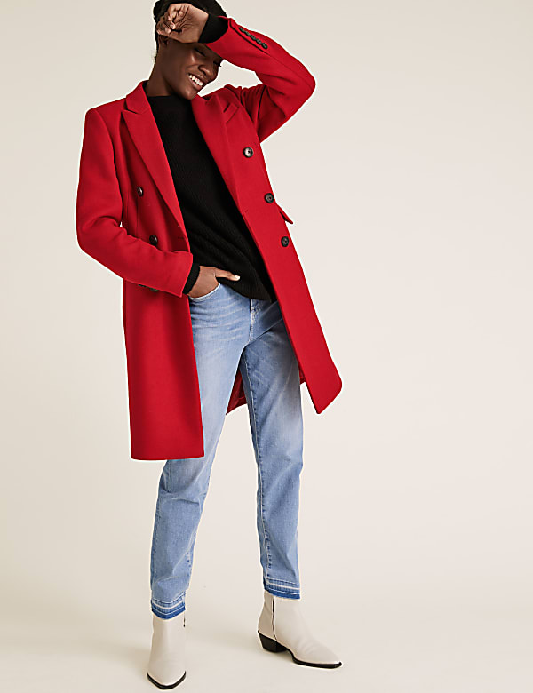 Waisted Tailored Coat with Wool