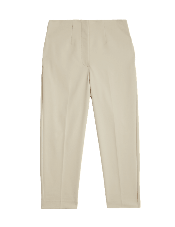Cotton Blend Slim Fit Cropped Trousers