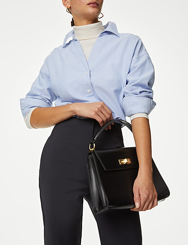 Cotton Blend Slim Fit Cropped Trousers