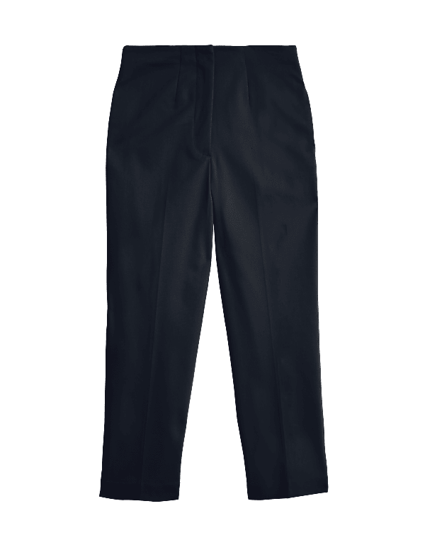 Cotton Blend Slim Fit Cropped Trousers