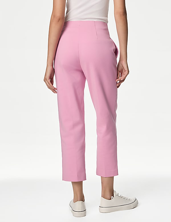 Cotton Blend Slim Fit Cropped Trousers