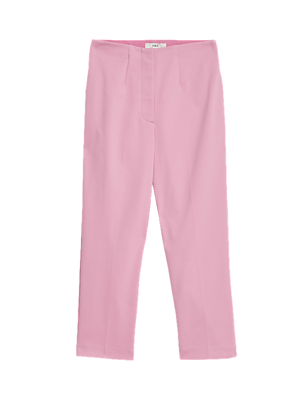 Cotton Blend Slim Fit Cropped Trousers
