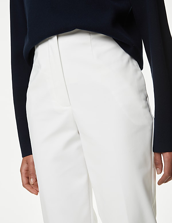 Cotton Blend Slim Fit Cropped Trousers