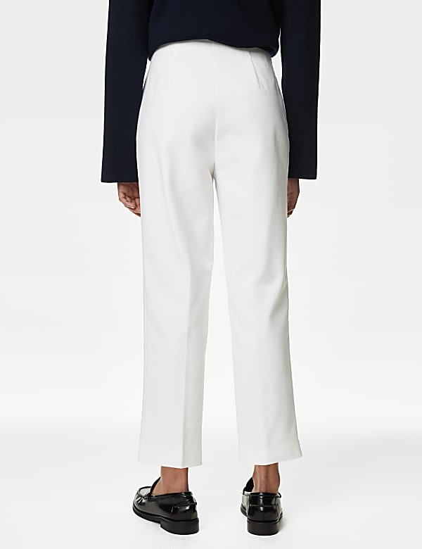 Cotton Blend Slim Fit Cropped Trousers