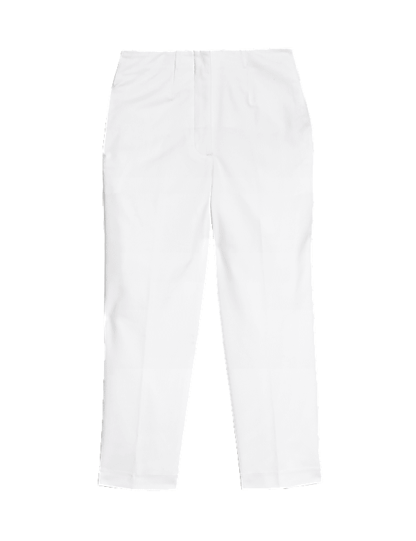 Cotton Blend Slim Fit Cropped Trousers