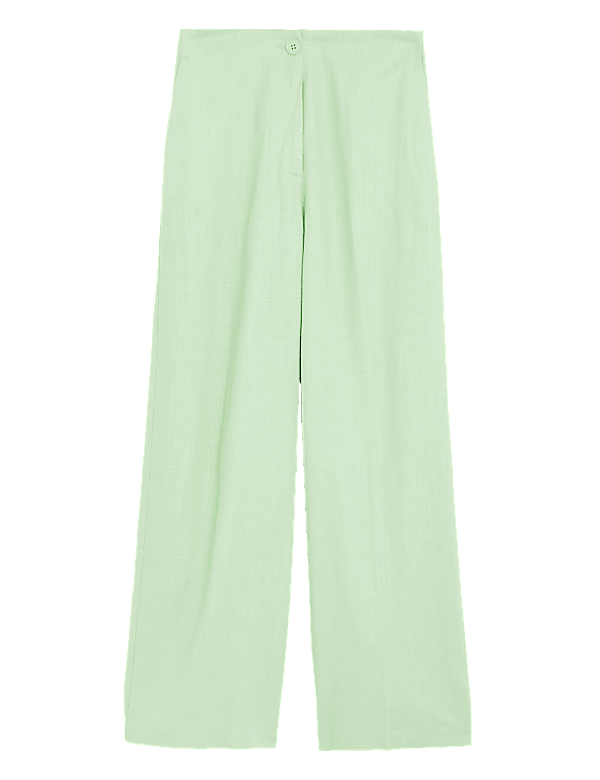 Linen Blend Wide Leg Trousers