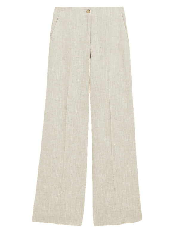 Linen Blend Wide Leg Trousers
