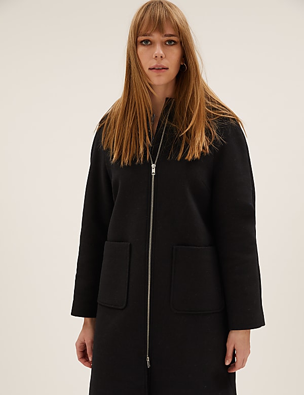 Wool Blend Hooded Coat