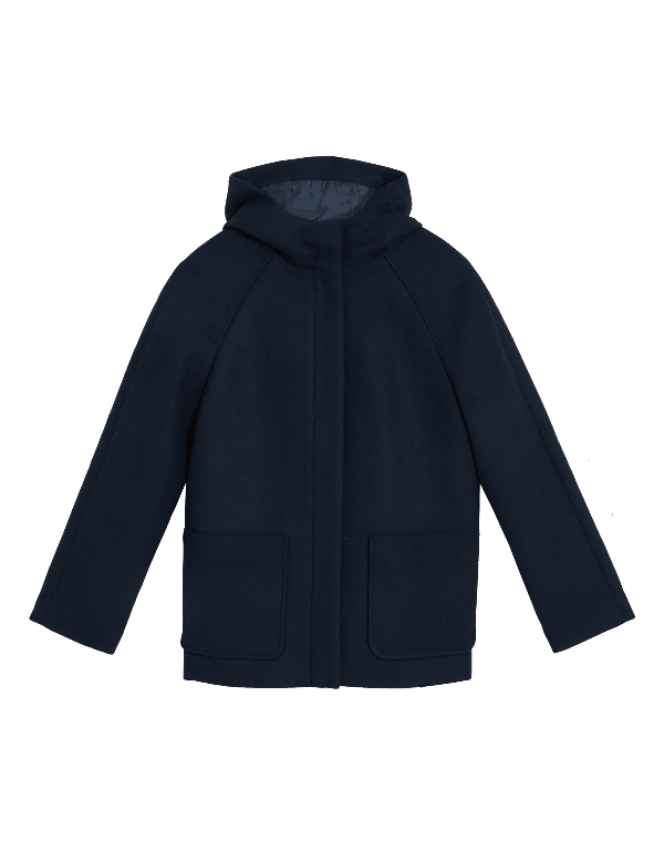 Wool Blend Hooded Jacket