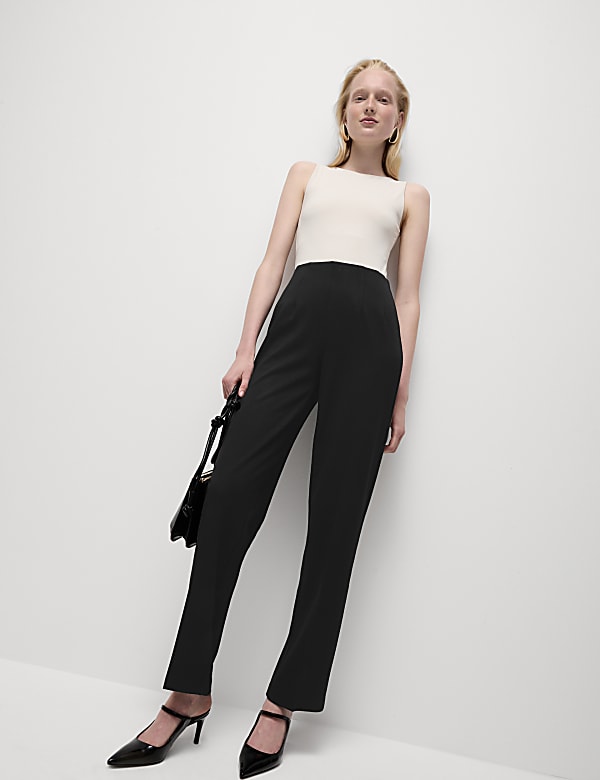 Jersey Elasticated Waist Straight Leg Trousers - US