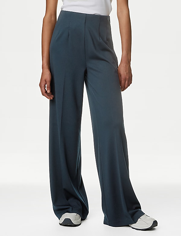 Jersey Wide Leg Trousers with Stretch - NZ