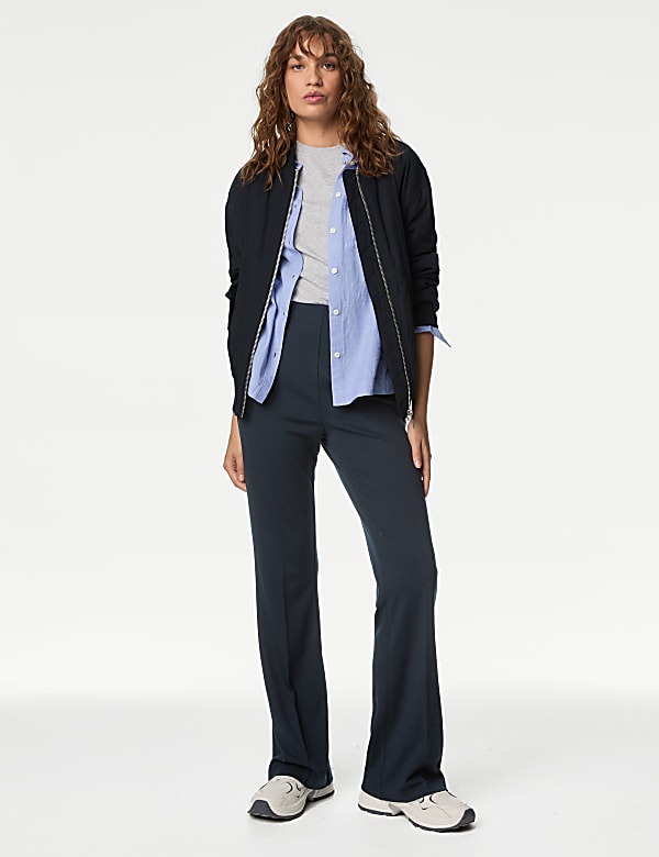 Jersey Elasticated Waist Flared Trousers
