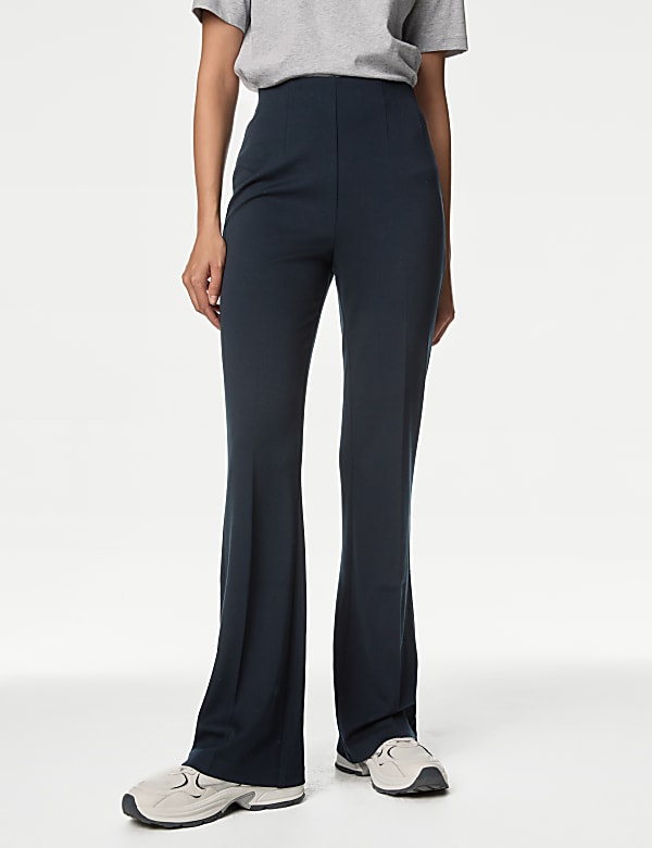 Jersey Elasticated Waist Flared Trousers