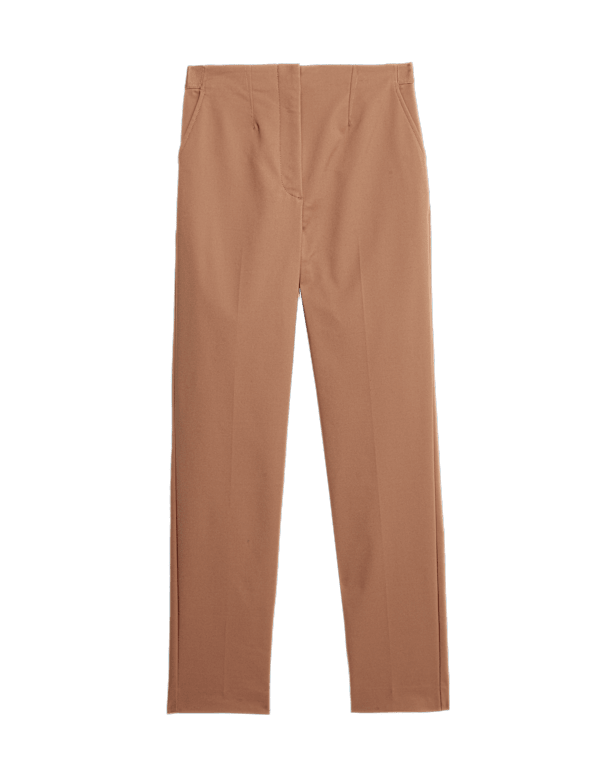 Cotton Blend Slim Fit Ankle Grazer Trousers