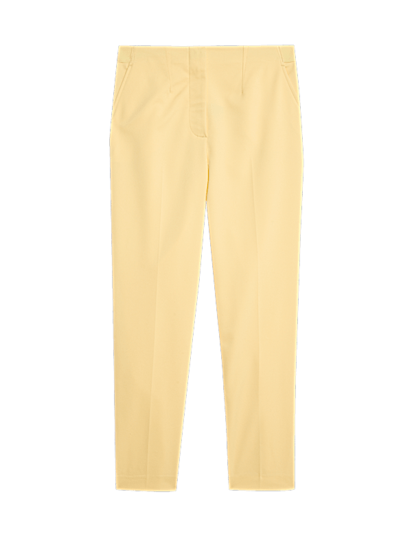 Cotton Blend Slim Fit Ankle Grazer Trousers