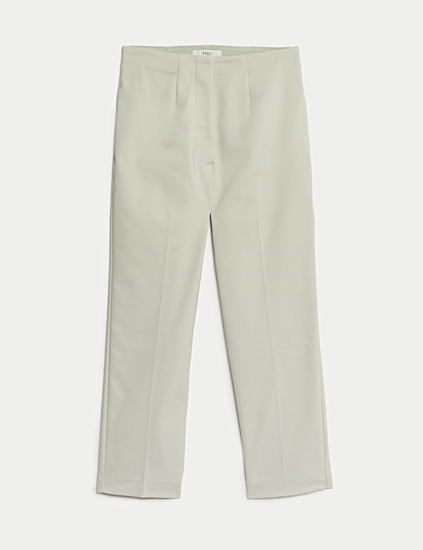 Cotton Blend Slim Fit Cropped Trousers - BE